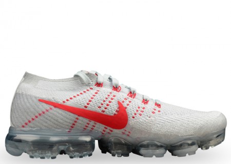 UA Nike Air Vapormax Flyknit Pure Platinum University Red Shoes for Sale